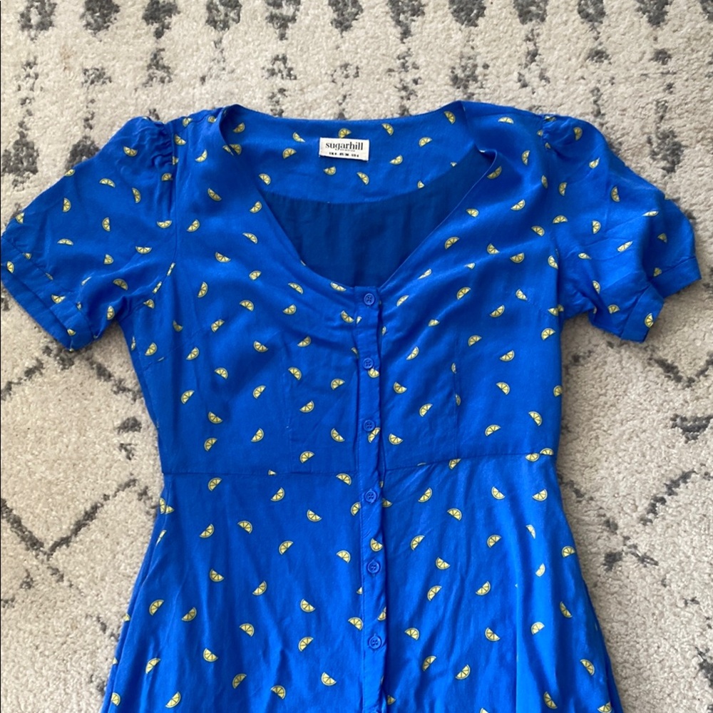 Sugarhill Lemon button down midi dress